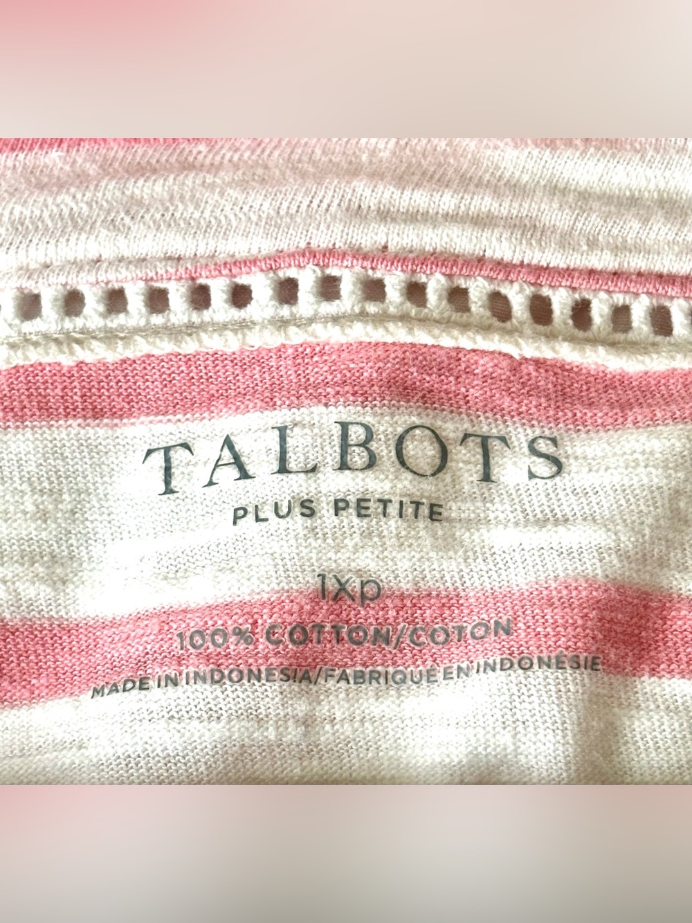 Talbots Tamarind Stripe Square Neck Top Size 1XP - Picture 4 of 5